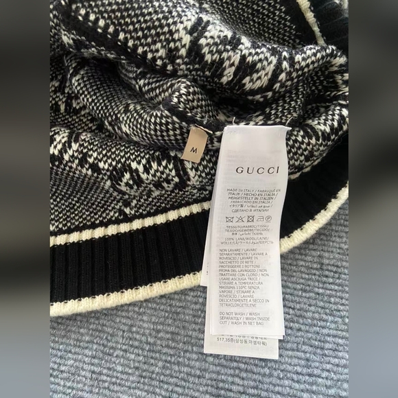 Gucci Black & White GG Jacquard Knit Cardigan - Picture 6 of 7